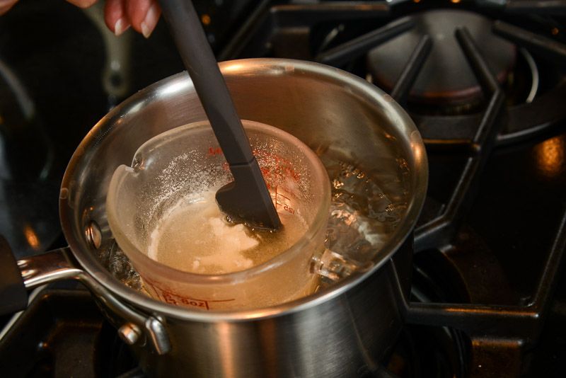 Melt the powdered gelatine before adding it to the meringue.