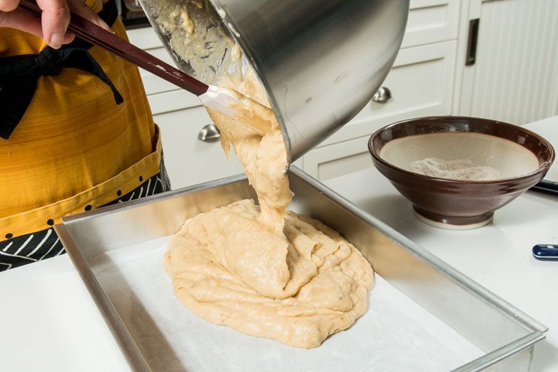 Pour the batter into your prepared pan.