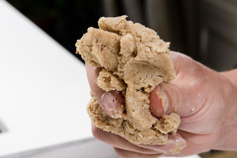 Shortbread dough holds together perfectly.