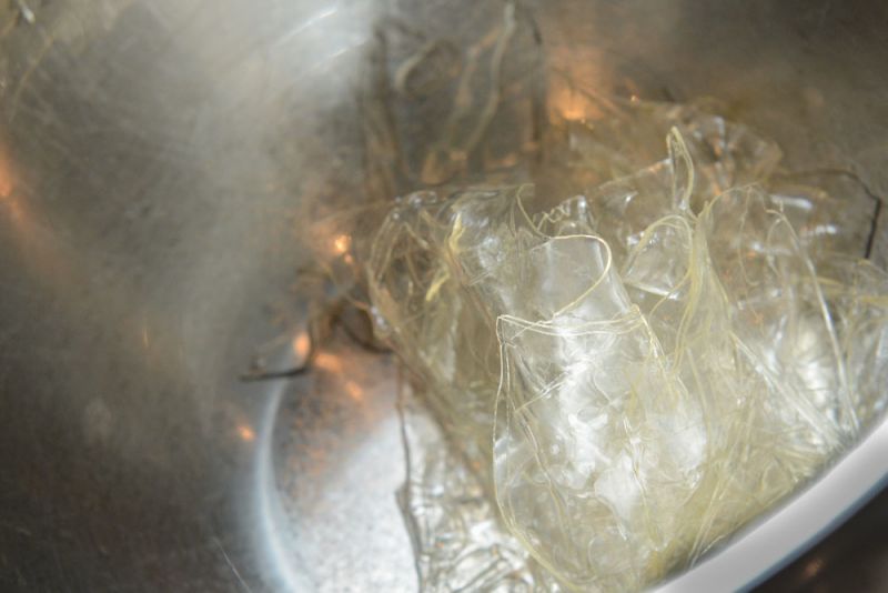 Softened sheets of gelatin makes marshmallows.