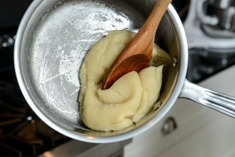 Newly formed choux pastry.