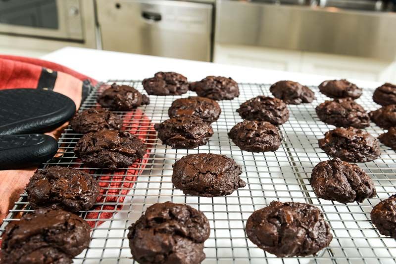Chocolate Brownie Cookies fresh out of the oven.