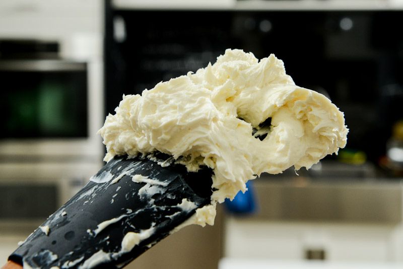 Cream cheese that’s been fluffed and creamed.
