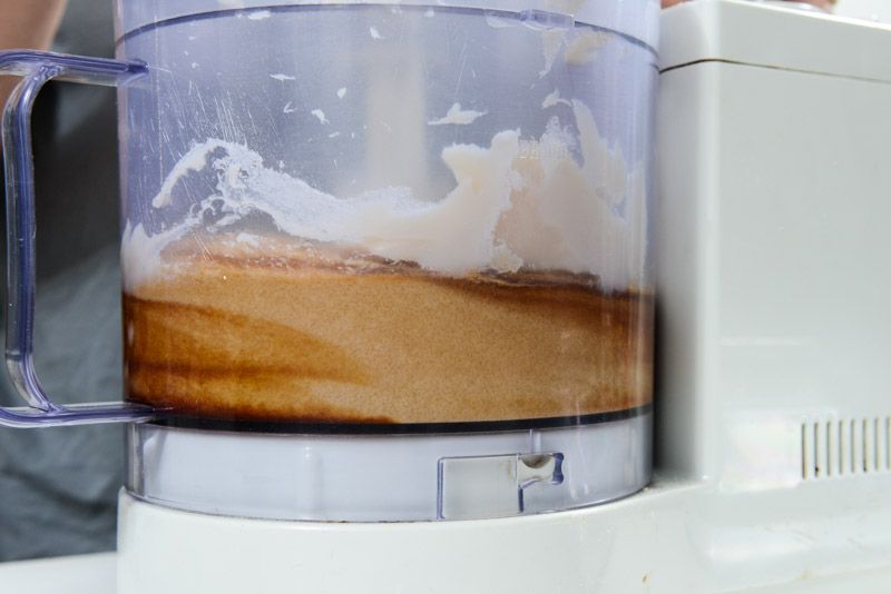 Creating a smooth cookie dough in the food processor.