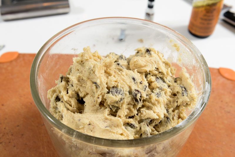 Cookie dough mixed and ready for the chill.