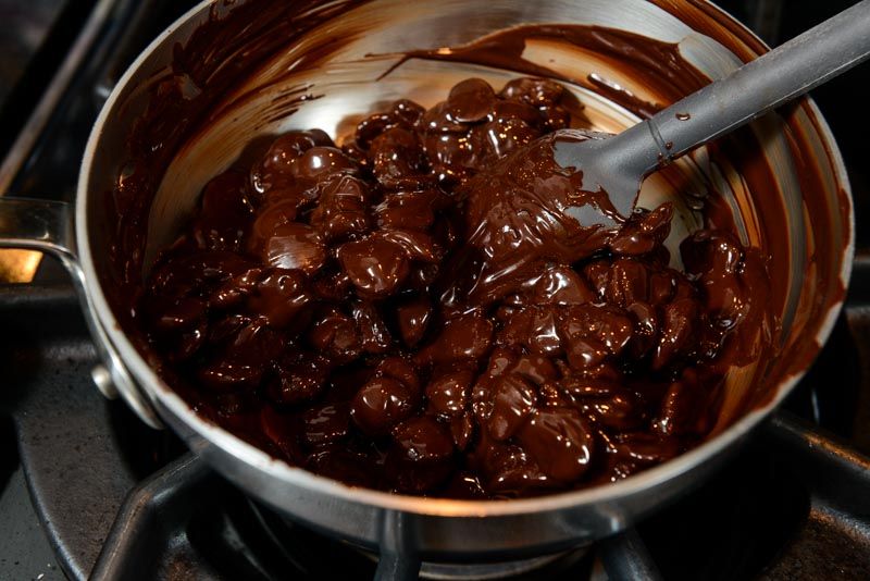 Melting unsweetened chocolate into the bittersweet reduces the sweetness.