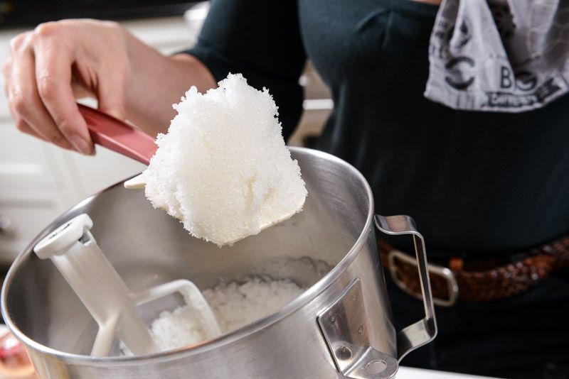 Fluffy sugar, oil and corn syrup prior to adding the melted chocolate.