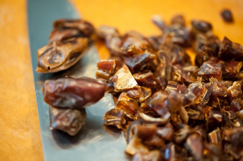 Coarsely chopped dates.