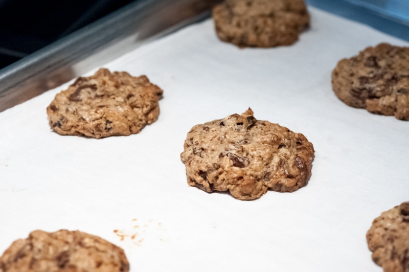 The cookies just out of the oven.