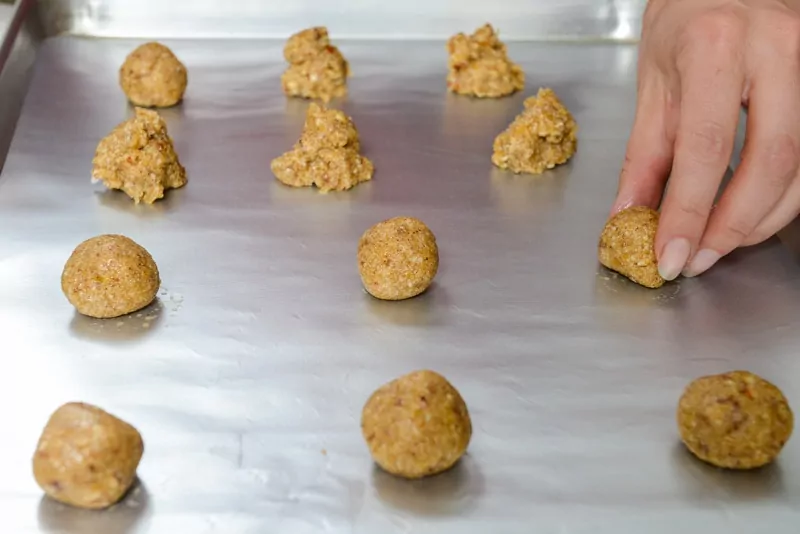 Weighing the cookie dough makes very even cookies.