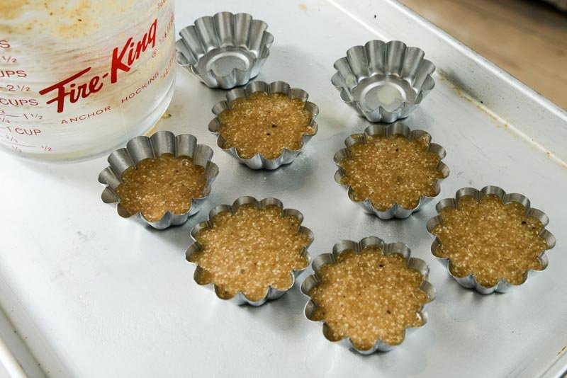 The silicon financier mould filled 3/4 and ready for the oven.