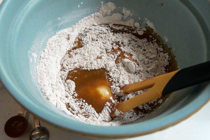 Add wet to dry ingredients. The proper sequence.