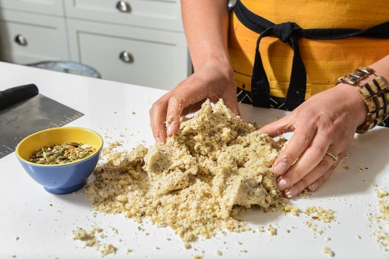 The rough cookie dough before it’s kneaded and shaped.