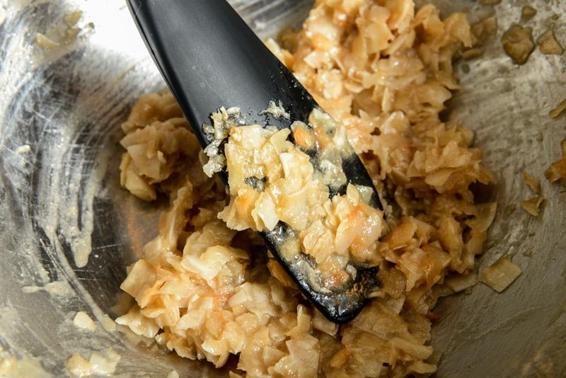 Coconut topping cooked over a double boiler.