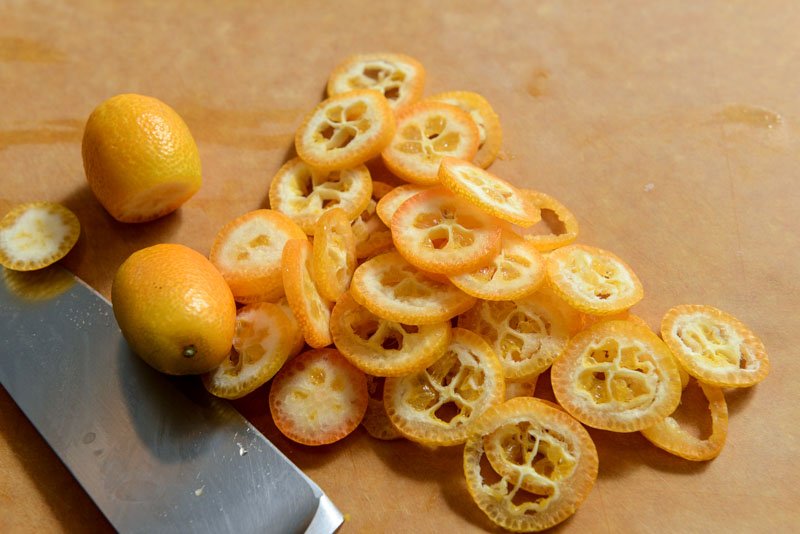 Sliced kumquats.
