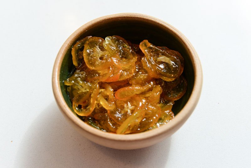 Candied kumquats.