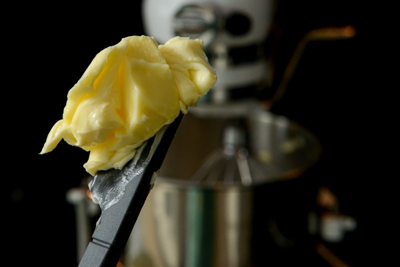 Very soft butter ready to be added to the meringue.