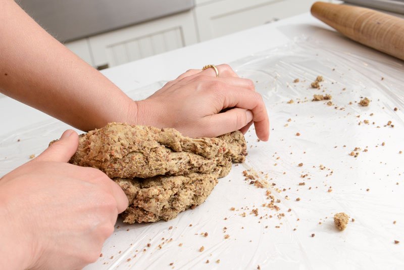 Kneading the cookie dough.