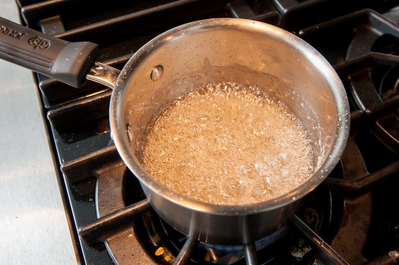 The sugar syrup for the macaron at 248º degrees F.