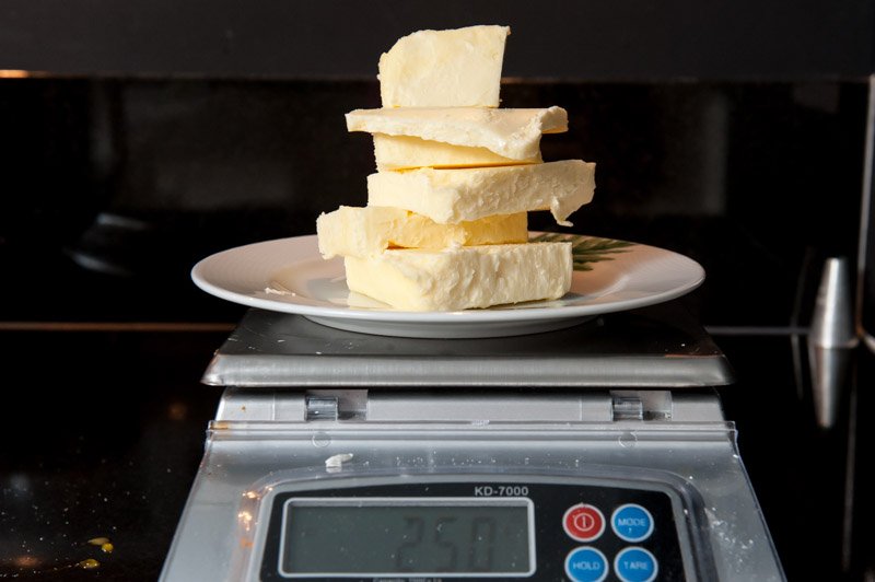 Softened butter for the espresso buttercream.