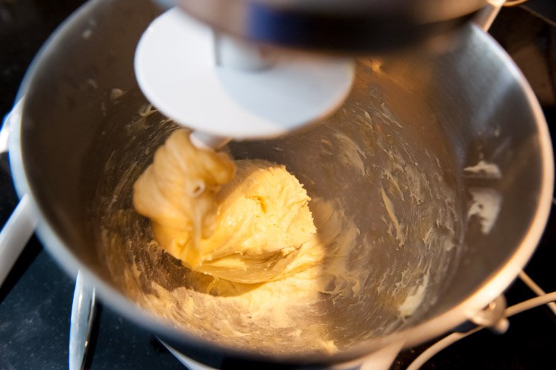Mixing the brioche dough–batch 1.