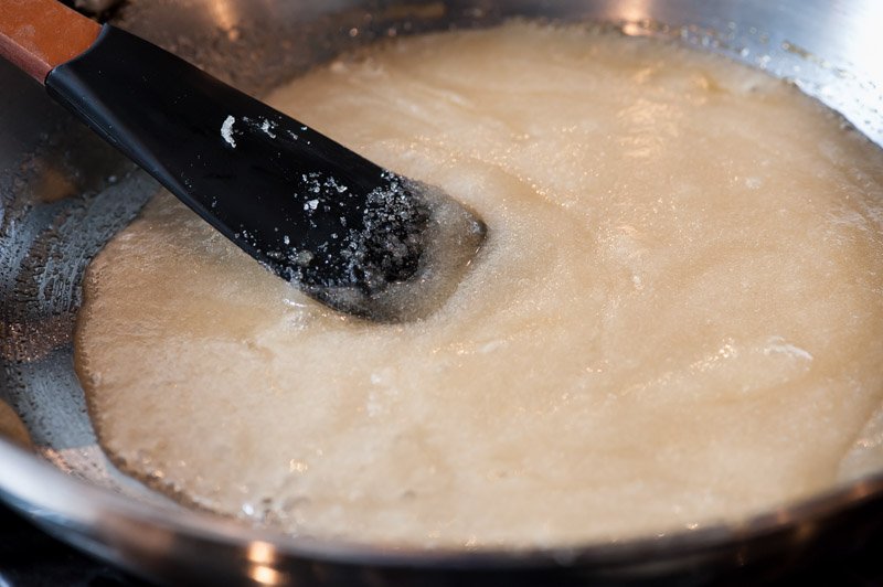 Just beginning to melt the white sugar and honey.