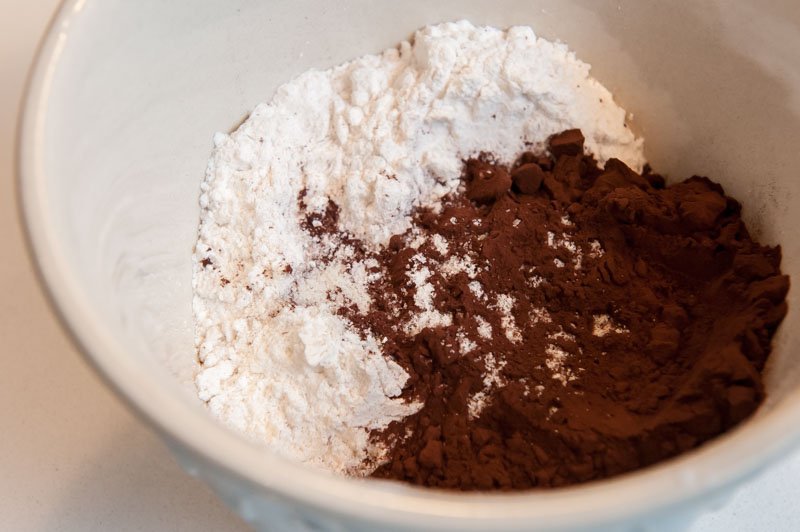 Dry ingredients for the chocolate wafers.