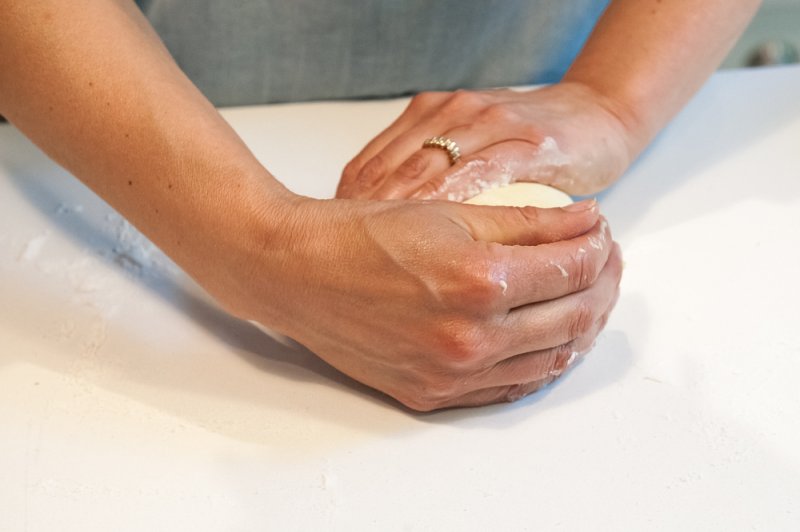 Rounding the dough after the second fold.