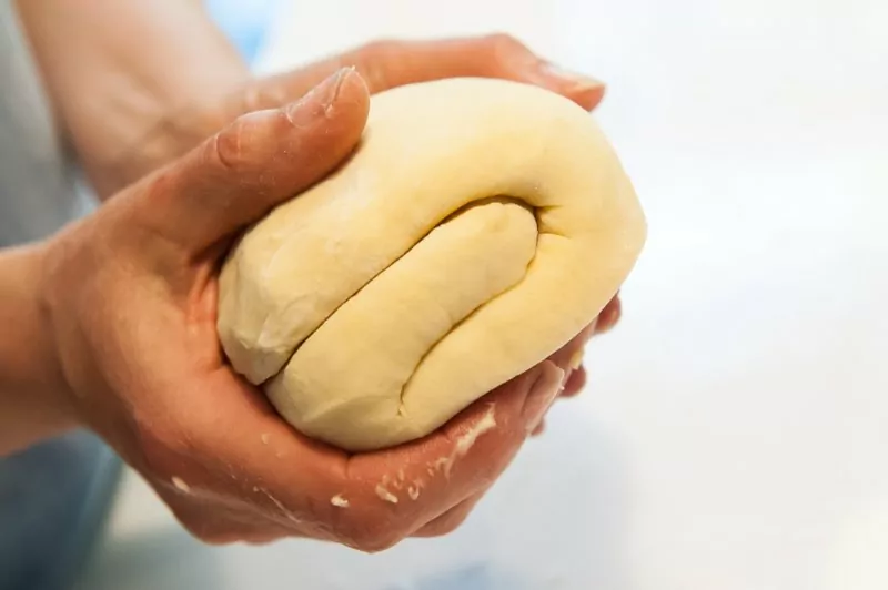 Brioche dough folded in thirds.