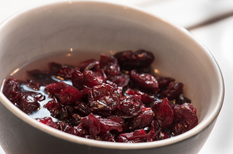 Cranberries soaking.