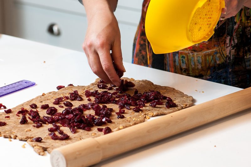 Adding the cranberries.