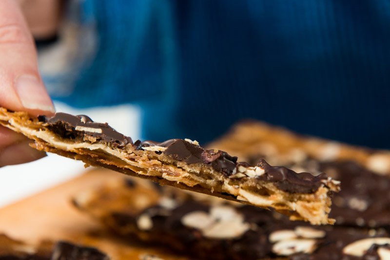 The Matzo remains seriously crunchy when cool.