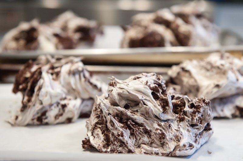 Cocoa Swirl Meringue just out of the oven. Looks delicious.
