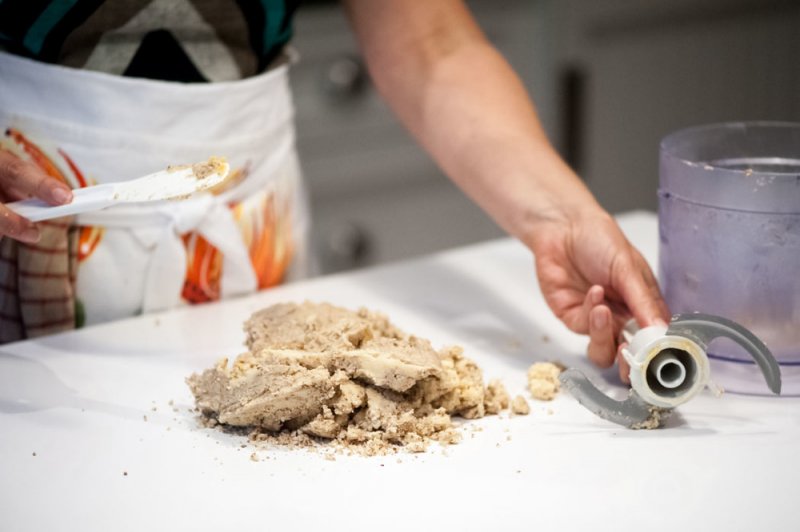 The cookie dough just out of the food processor.