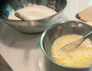 The dry and liquid ingredients–mise en place.