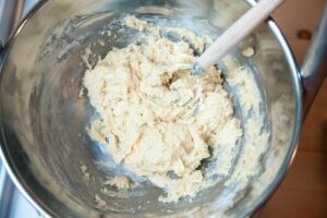 The texture of the dough is sticky just after being mixed.