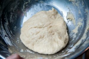 The smooth texture of the dough after it’s been resting for 5 minutes.