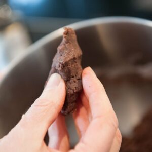 The consistency of the dough before the chocolate pieces.