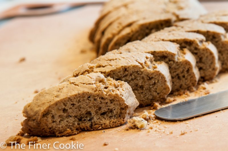 Sliced biscotti pre-baked.