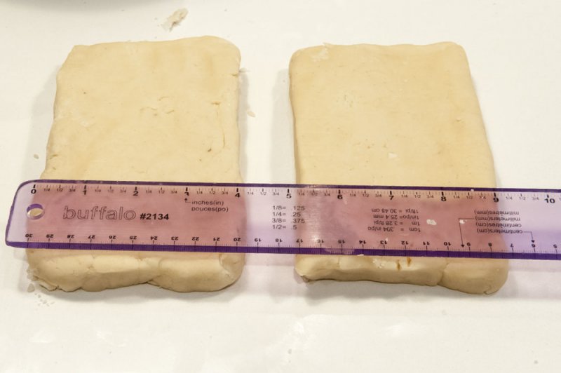 The two rectangles of shortbread dough.