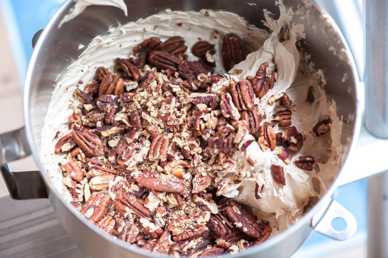 Pecan halves added to the meringue.