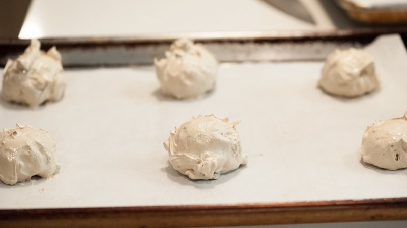 Unbaked pecan meringue.