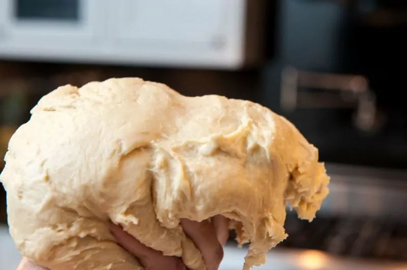 Challah dough freshly mixed.