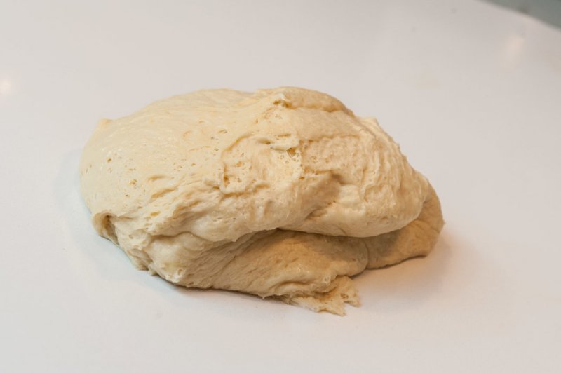 The dough after its first rise. Notice how open and airy it looks.