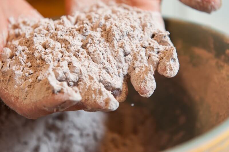 What the dough looks like with the butter cut into it.