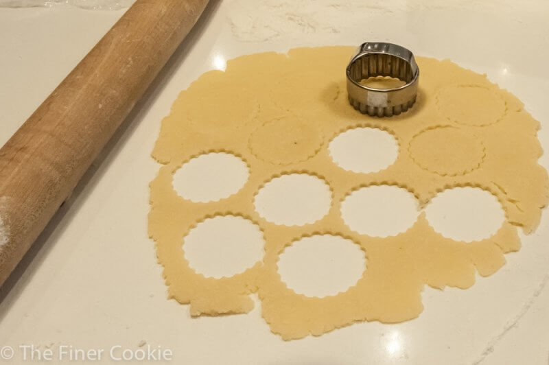 Cutting cold cookie dough.