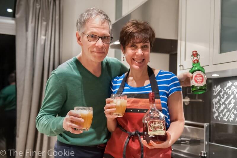 Me and my husband Rick after soaking the cake! Rum, ginger brew, lime, cinnamon and clove.