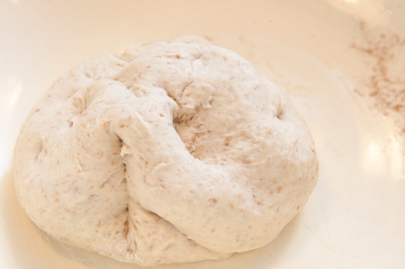 The rested bread dough.