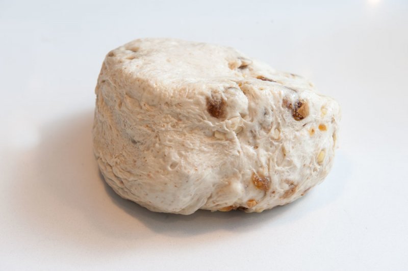 Almond and Fig bread dough after having risen to double.