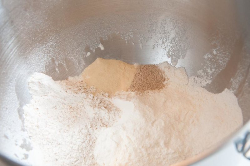 The dry ingredients of the Pretzel Bread.